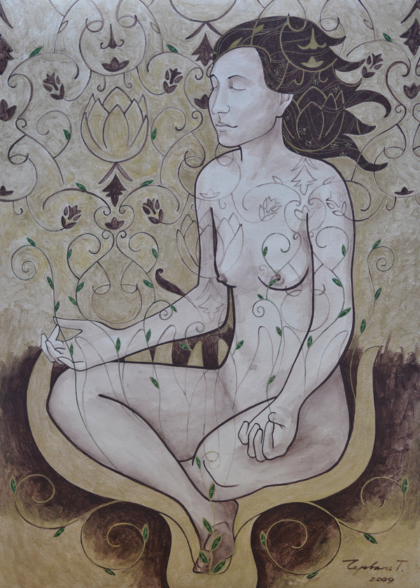And love her, simply because she is — acrylic on torchon paper, 50 × 70 cm, 2009, Tetiana Cherevan