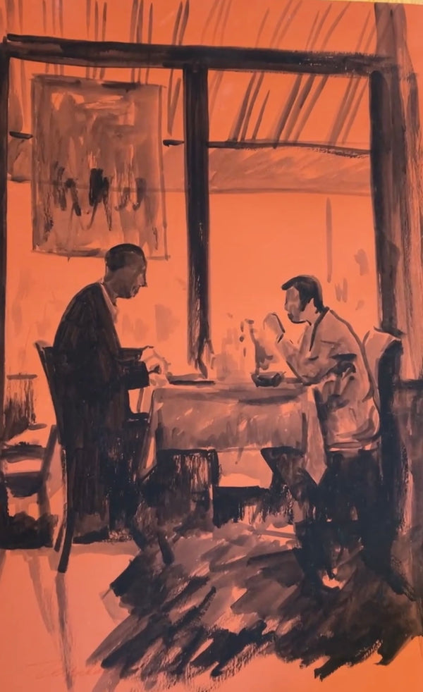 Paris. A Couple in a Café — ink on paper, Tetiana Cherevan