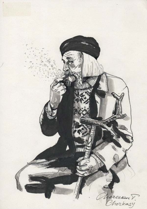 Old Man. Cherkasy — ink on paper, Tetiana Cherevan
