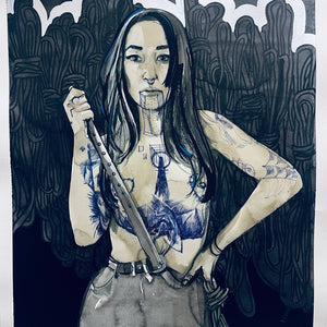 Little Mistress — ink, markers and ballpoint pen on paper, 55 × 46 cm, 2026, Tetiana Cherevan