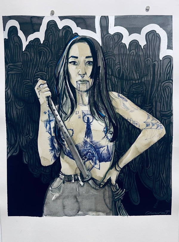 Little Mistress — ink, markers and ballpoint pen on paper, 55 × 46 cm, 2026, Tetiana Cherevan