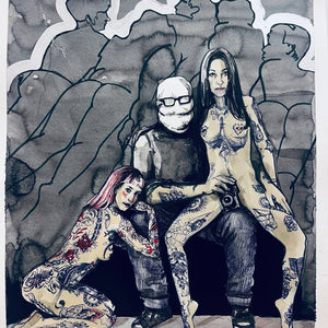 Órbitas — ink, markers and ballpoint pen on paper, 46 × 55 cm, 2026, Tetiana Cherevan